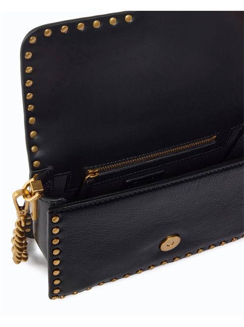Borsa a tracolla piccola Love One Slouchy in pelle con borchie PINKO | 107665A2JG/Z99Q